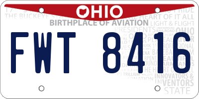 OH license plate FWT8416