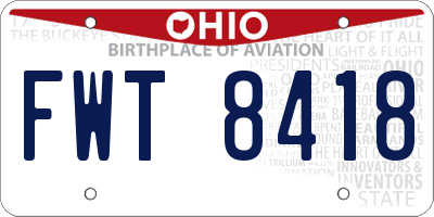 OH license plate FWT8418