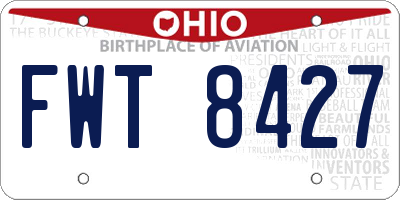 OH license plate FWT8427