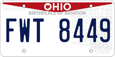OH license plate FWT8449
