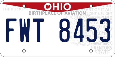 OH license plate FWT8453