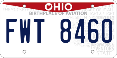 OH license plate FWT8460