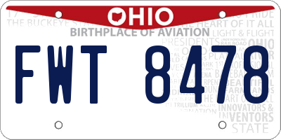 OH license plate FWT8478