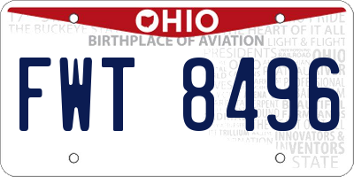 OH license plate FWT8496