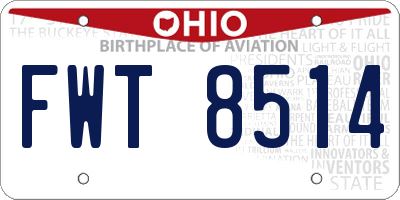 OH license plate FWT8514