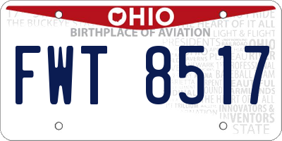 OH license plate FWT8517