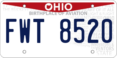 OH license plate FWT8520