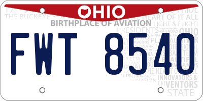 OH license plate FWT8540