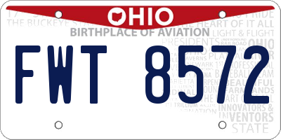 OH license plate FWT8572