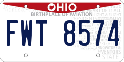 OH license plate FWT8574
