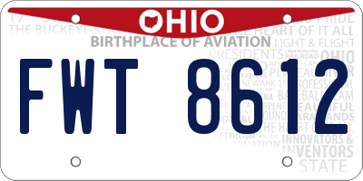 OH license plate FWT8612