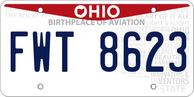 OH license plate FWT8623