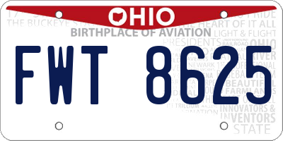 OH license plate FWT8625