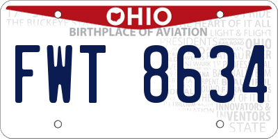 OH license plate FWT8634