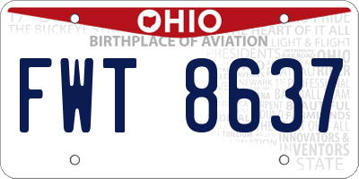 OH license plate FWT8637