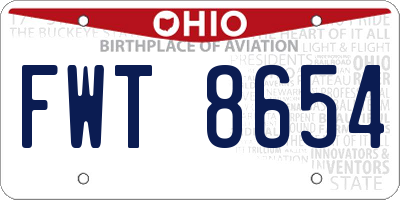 OH license plate FWT8654