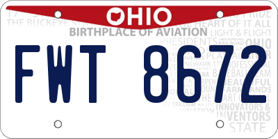 OH license plate FWT8672