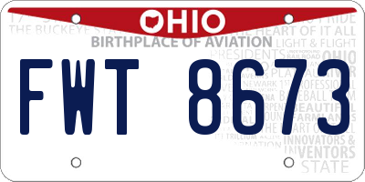 OH license plate FWT8673