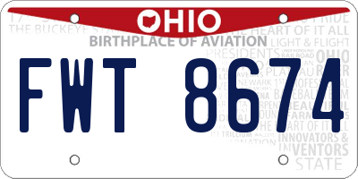 OH license plate FWT8674