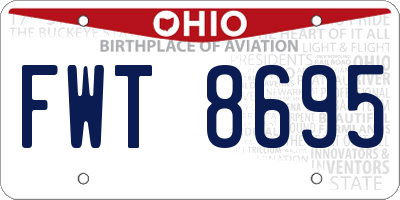 OH license plate FWT8695