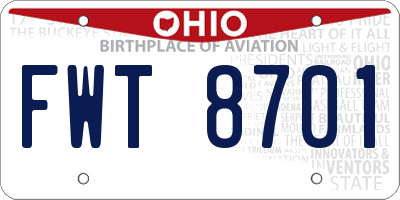 OH license plate FWT8701
