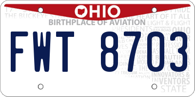 OH license plate FWT8703