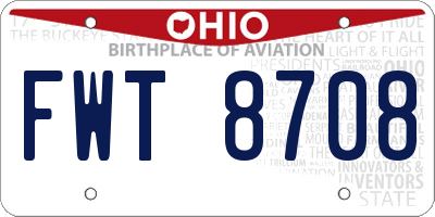 OH license plate FWT8708
