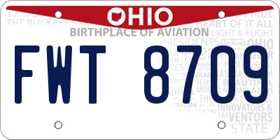 OH license plate FWT8709
