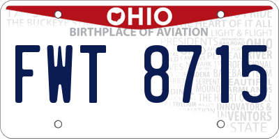 OH license plate FWT8715