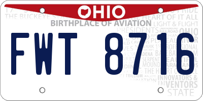 OH license plate FWT8716