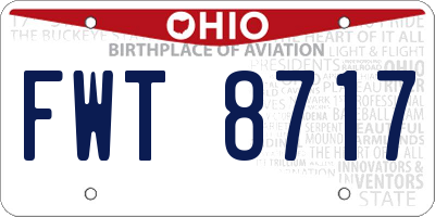 OH license plate FWT8717