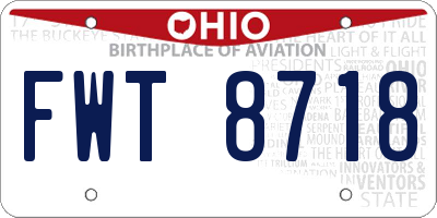 OH license plate FWT8718