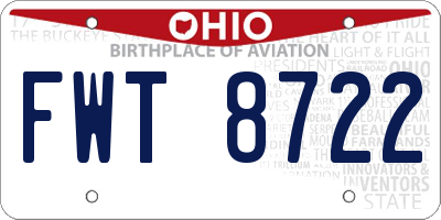 OH license plate FWT8722