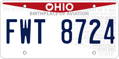 OH license plate FWT8724