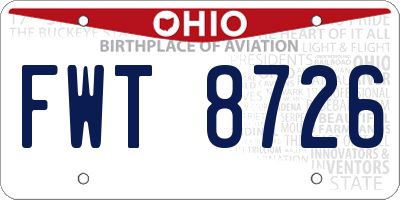 OH license plate FWT8726