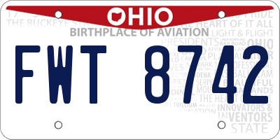 OH license plate FWT8742