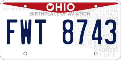 OH license plate FWT8743