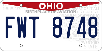 OH license plate FWT8748
