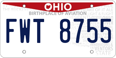 OH license plate FWT8755