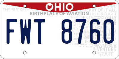 OH license plate FWT8760