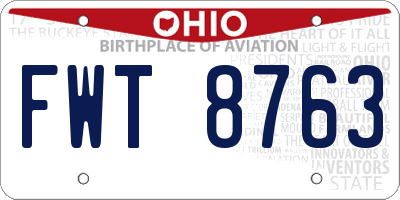 OH license plate FWT8763