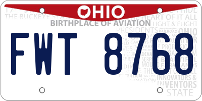 OH license plate FWT8768