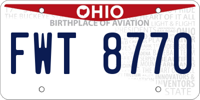 OH license plate FWT8770