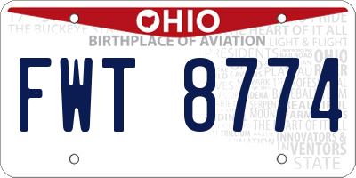 OH license plate FWT8774