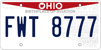 OH license plate FWT8777