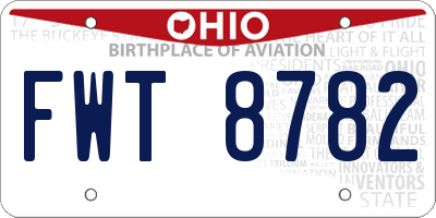 OH license plate FWT8782