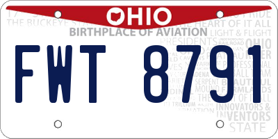 OH license plate FWT8791