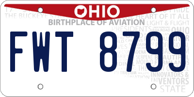OH license plate FWT8799