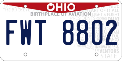 OH license plate FWT8802