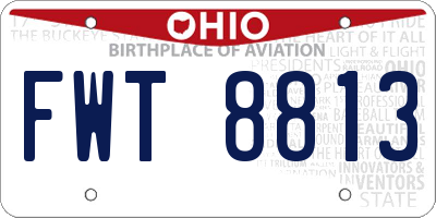 OH license plate FWT8813